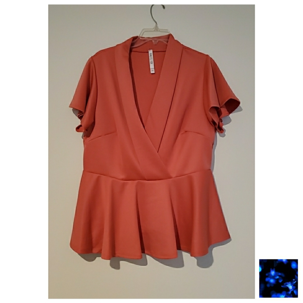 Cute Peplum Top Coral